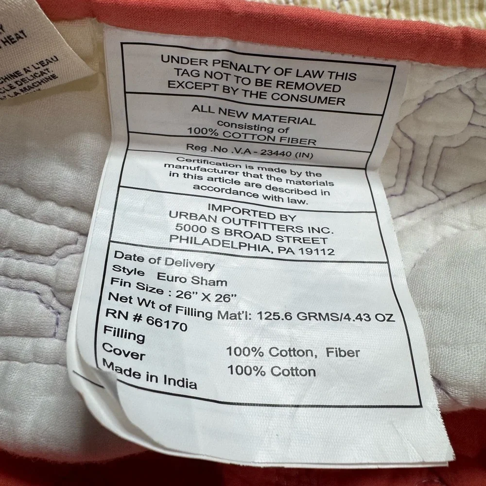 Anthropologie Cambridge Quilted Euro Pillow Sham 26” x 26” - Picture 9 of 9